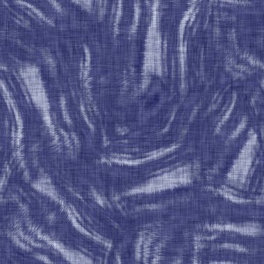 Kusursuz çivit desenli. Mavi örülmüş boro keten pamuk boyalı efekt arka planı. Japonlar batik direncini tekrarlıyor. Tekstil izlerinin her yerinde Asya çizgileri var..