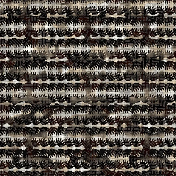 Naadloze sepia grunge streep print textuur achtergrond. Versleten gevlekt lineair gestreept patroon textiel. Grunge ruwe vervaging linnen over de hele print — Stockfoto