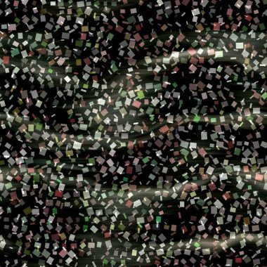 Kare konfeti parti dokusu arka planı. Sihirli kare renkli, noktasız desen. Çok renkli, ışıltılı, çeşitli renkte serpiştirilmiş. Yazının her yerinde neşeli bulanıklık efekti. 