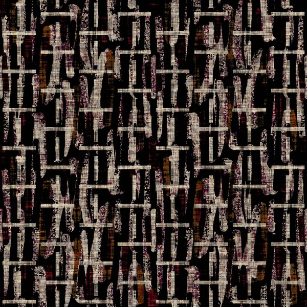 Sepia sans couture grunge texture d'impression géométrique fond. Matière textile motif tissu perturbé. Grunge brut flou géo lin partout imprimer — Photo