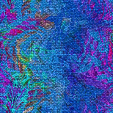 Gökkuşağı renk kravat boyalı keten desenli arka plan. Kusursuz tropikal hareketli 80 'ler tarzı kumaş etkisi deseni. Eski moda hippi modası için, eski moda renkli ombre ev dekoru baskısı.