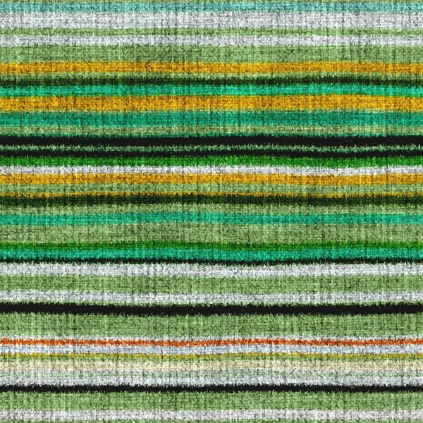 Variegated multicolor horizontal tapestry stripe woven texture. Space dyed watercolor effect knit striped background. Fuzzy thin grungy textile material. Tufted boucle carpet rug fabric effect. — Stock Photo, Image