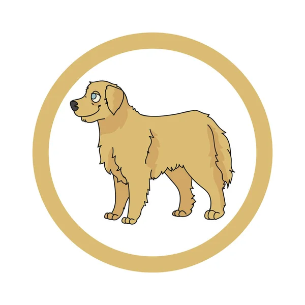 Χαριτωμένο καρτούν Golden Retriever σε dotty κύκλο σκύλος διάνυσμα clipart. Γενεαλογικό σκυλόσπιτο ράτσα για το Κενέλ Κλαμπ. Καθαρόαιμο εγχώριο σκυλί κατάρτισης για σαλόνι κατοικίδιων ζώων. Εικονογράφηση μασκότ. Μεμονωμένοι σκύλοι. — Διανυσματικό Αρχείο