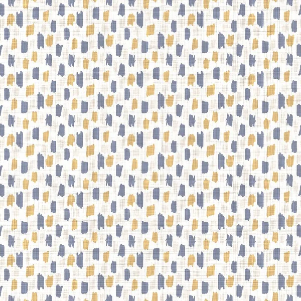 Seamless french blue yellow farmhouse style stripes texture. Woven linen cloth pattern background. Line striped closeup weave fabric for kitchen towel material. Pinstripe fiber picnic table cloth — Stock Photo, Image