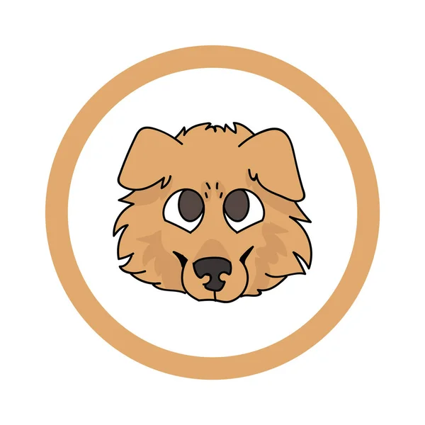 Carino cartone animato Scootish Collie faccia in cerchio cucciolo vettore clipart. Cane da canile di razza pedigree per il club del canile. Allenamento di cani domestici purosangue per salone per animali domestici. Mascotte dell'illustrazione. Canino isolato. — Vettoriale Stock