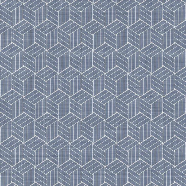 Seamless francês fazenda linho geométrico bloco impressão fundo. Provence azul cinza textura padrão rústico. Shabby estilo chique velho tecido borrão têxtil por toda a impressão. — Fotografia de Stock