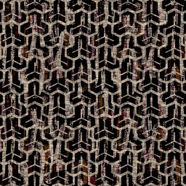 Sepia sans couture grunge texture d'impression géométrique fond. Matière textile motif tissu perturbé. Grunge brut flou géo lin partout imprimer — Photo