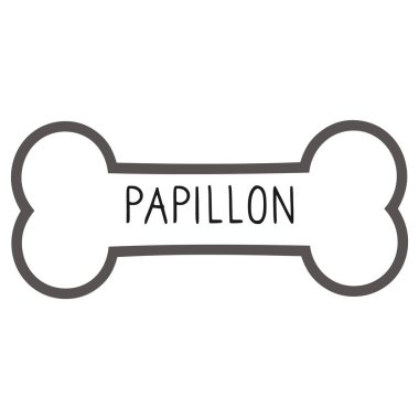 Yakalı köpek künyesi vektör klipinde Papillon metni. Hayvan kimliği için safkan köpek kimlik madalyası. Evcil köpeğe karşı evcil köpek.. 