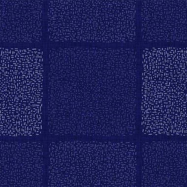 Kusursuz çivit desenli. Mavi örülmüş boro keten pamuk boyalı efekt arka planı. Japonlar batik direncini tekrarlıyor. Tekstil izlerinin her yerinde Asya çizgileri var..