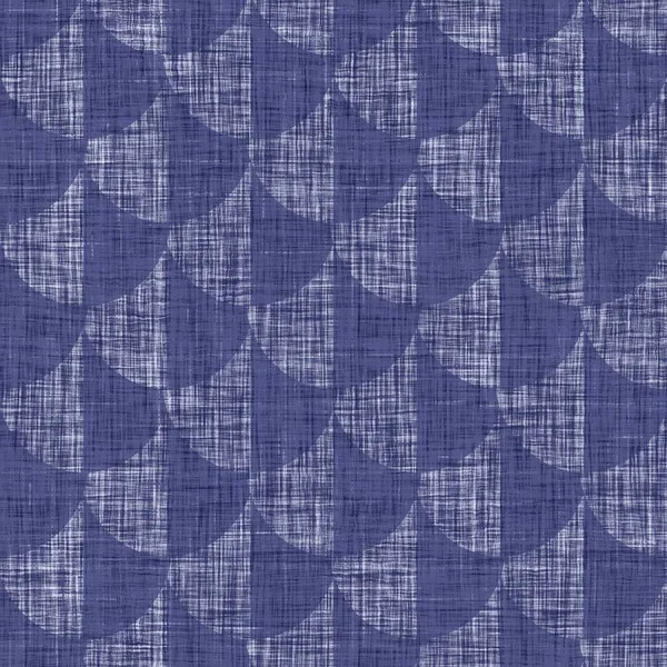 Naadloze indigo geometrische textuur. Navy blauw geweven geo vorm katoen geverfd effect achtergrond. Japanse herhaling batik weerstaan abstracte motief patroon. Aziatische fusie over textiel vervaging doek print. — Stockfoto