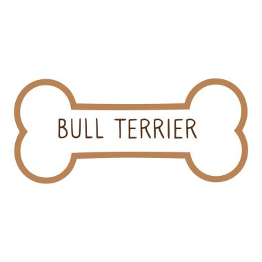 Yakalı köpek künyesi vektör klipinde şirin çizgi film Bull Terrier metni. Hayvan kimliği için safkan köpek kimlik madalyası. Evcil köpeğe karşı evcil köpek.. 