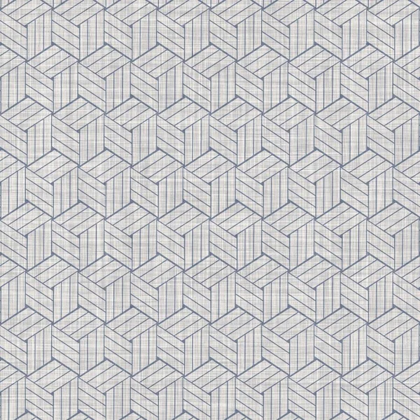 Bezešvé francouzské farmy prádlo geometrický blok tisk pozadí. Provence modré šedé rustikální vzor textury. Shabby elegantní styl starý tkaný rozmazaný textil po celém tisku. — Stock fotografie