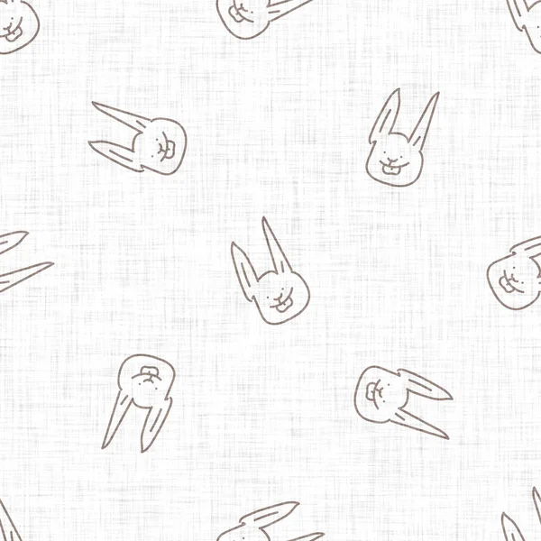Nettes Häschen kritzeln Kind Doodle Hintergrund. Handgezeichnetes skurriles Hasenmotiv mit nahtlosem Muster. Naive einfache Charakterzeichnung für minimale Babymode, Kinderzimmer-Dekor, neutrales Unisex-Sammelalbum-Papier — Stockfoto