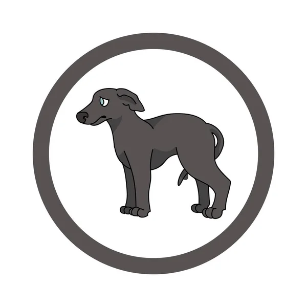 Roztomilý karikatura Greyhound v kruhu štěně vektorové kliparty. Rodokmen chovného psa pro chovatelský klub. Čistokrevný domácí psí trénink na zvířecí salón. Ilustrační maskot. Izolovaný pes. — Stockový vektor