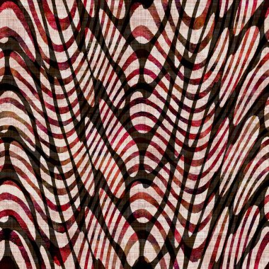 Kusursuz koyu renkli simge şeritli blok parmak izi. Boho etnik yumuşak döşeme kumaşı tarzı. Boya dekoratif zig zag motifli tekstil. Grunge Kış Bulanık Raster JPG örnekleri her yerde.