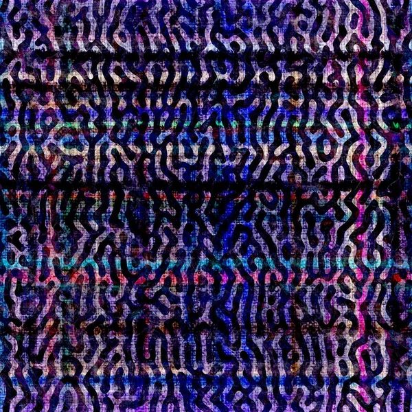 Gefleckte Raum gefärbt Fleck Glitch-Muster Hintergrund. Lila blau ausgewaschener Krawattenfarbstoff wiederholt den Swatch. Nahtlos buntes Boho-Sommer-Textilmaterial. Dekorative verblasste Unschärfe auf dem gesamten Druck — Stockfoto