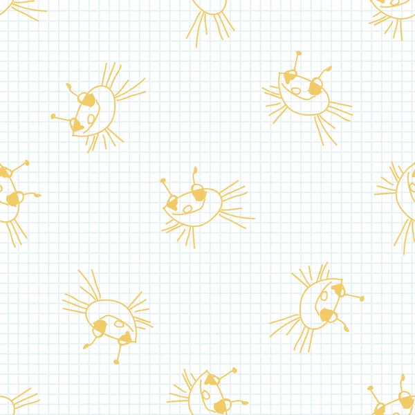 Χαριτωμένο ουράνιο τόξο μουτζουρώνει τα παιδιά doodle φόντο. Χειροποίητο ιδιότροπο μοτίβο χωρίς ραφή. Αφελής απλό χαρούμενο χαρακτήρα κινουμένων σχεδίων για την ελάχιστη μόδα μωρό, διακόσμηση φυτώριο, ουδέτερο unisex. — Διανυσματικό Αρχείο