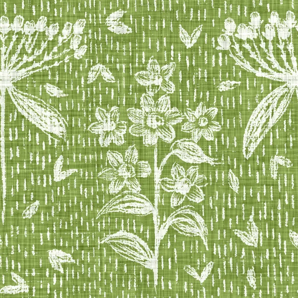 Υδατογραφία πράσινο μοτίβο λουλούδι φόντο. Ζωγραφισμένο στο χέρι γήινο ιδιότροπο μοτίβο χωρίς ραφή. Μοντέρνο floral λινό ύφασμα για καλοκαιρινή διακόσμηση. Διακοσμητική σκανδαλώδη φύση στυλ σε όλη την εκτύπωση — Φωτογραφία Αρχείου