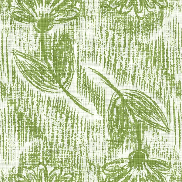 Latar belakang motif bunga hijau air. Tangan dicat dengan pola aneh tak terlihat. Modern kain linen tekstil modern untuk dekorasi rumah musim panas. Gaya scandi dekoratif alam seluruh cetakan — Stok Foto
