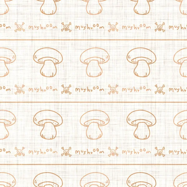 Seamless background cep mushroom gender neutral pattern. Whimsical minimal earthy 2 tone color. kids nursery wallpaper or boho cartoon fungi fashion all over print.