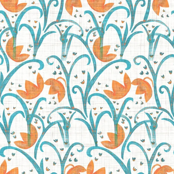 Aquarelle fond motif fleur. Peint à la main motif terreux fantaisiste sans couture. Textile de lin floral moderne pour la décoration de maison d'été de printemps. Style scandi décoratif nature colorée partout imprimer — Photo