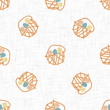 Tatlı pastel boya, paskalya yumurtası sepeti karalaması. Elle çizilmiş dünyevi motif, pürüzsüz desen. Minimum bebek odası için saf karakter çizgi filmi. Tarafsız scandi biçimi uniseks baskısı