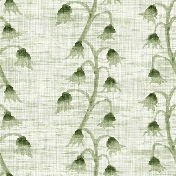 Aquarel groene bloem motief achtergrond. Handgeschilderd aards grillig naadloos patroon. Modern bloemenlinnen textiel voor de lente zomer home decor. Decoratieve scandi stijl natuur overal print — Stockfoto