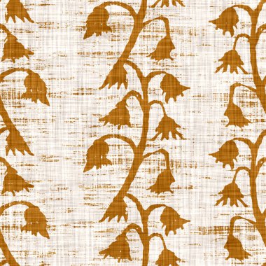 Suluboya portakal çiçeği motifi arka planı. Elle boyanmış dünyevi, tuhaf, pürüzsüz desen. Bahar evi için modern keten kumaş. Dekoratif Skandi stili baskının her yerinde renkli doğa