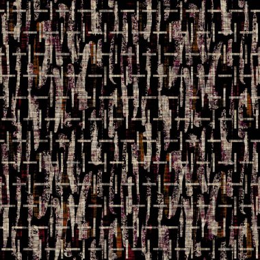 Kusursuz sepya grunge geometrik baskı doku arka planı. Sorunlu kumaş desenli tekstil malzemeleri. Grunge kaba coğrafi kumaş baskısı 