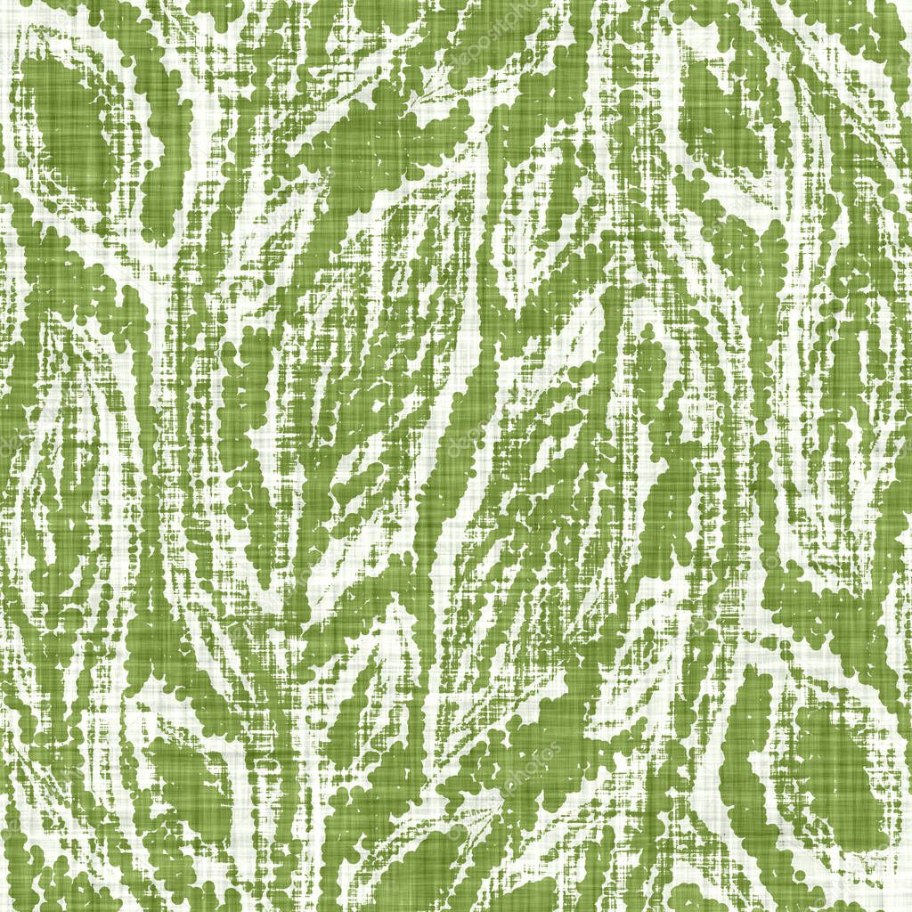 Watercolor green foliage motif background. Hand painted earthy whimsical seamless pattern. Modern leaf linen textile for spring summer home decor. Decorative scandi style nature all over print