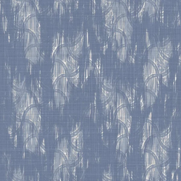 无缝制的法国农舍亚麻布斑纹背景.普罗旺斯蓝灰色亚麻布质感质感.印花上都是破旧时髦风格的织造模糊亚麻织物. — 图库照片