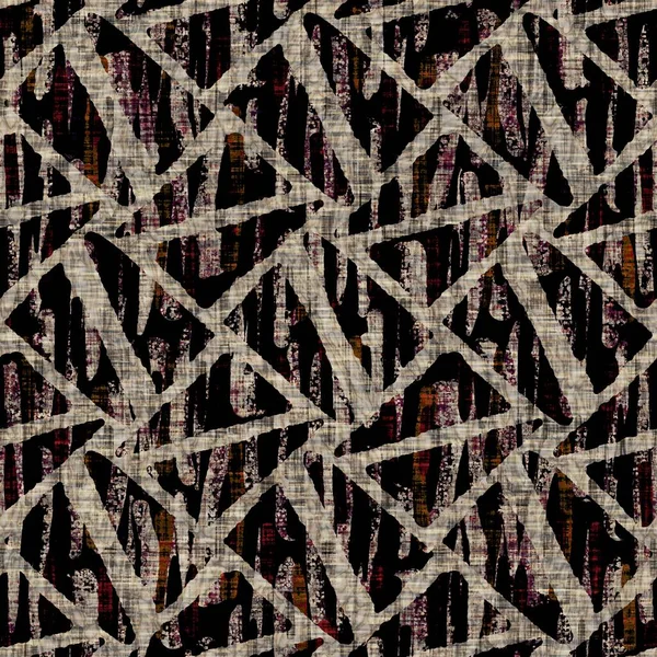 Бесшовная сепия граненый геометрический фон текстуры печати. Тяжелый тканевый узор текстильного материала. Грубо размытое гео-белье по всему миру — стоковое фото