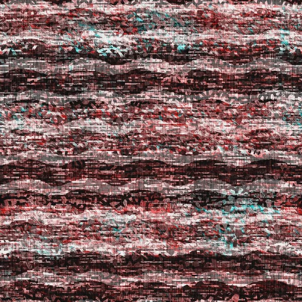 Gefleckter Grunge Fleck mit welligem Streifenmuster Hintergrund. Tragen aqua blau rot rustikale nautische Wiederholungsmuster. Horizontale Welle gestreiften nahtlosen Fliesenmaterial. Dekorative verblasste Unschärfe auf dem gesamten Druck — Stockfoto