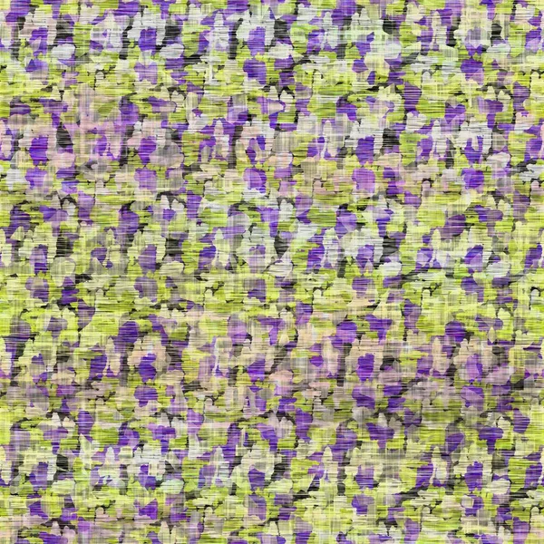 Nahtlose distressed meliert Krawatte Farbstoff gewebte Textur background.Distressed Boho verwischen gewaschenes Muster. Geflecktes, gealtertes lindgelb-violettes Tuch. Aufgeblähte alte Malcollage auf dem gesamten Druck. — Stockfoto