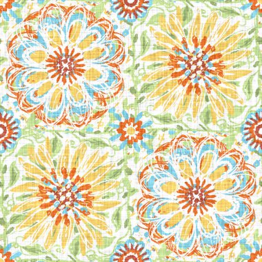 Suluboya çiçek motifi arka planı. Elle boyanmış dünyevi, tuhaf, pürüzsüz desen. Yaz evi dekorasyonu için modern keten kumaş. Dekoratif Skandi stili baskının her yerinde renkli doğa