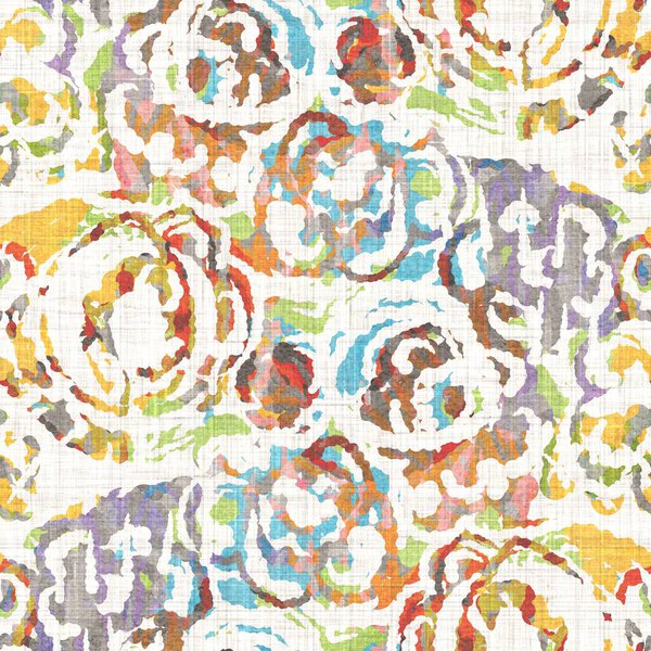 Watercolor flower motif background. Hand painted earthy whimsical seamless pattern. Modern floral linen textile for spring summer home decor. Decorative scandi style colorful nature all over print