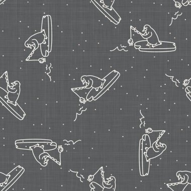 Kusursuz bir Noel pengueni yüzme tatili geçmişi. Basit kar monokrom şenlik deseni dokusu. Scandi noel motifi geçmişi. Modern mevsimlik hediye paketleme kağıdı..