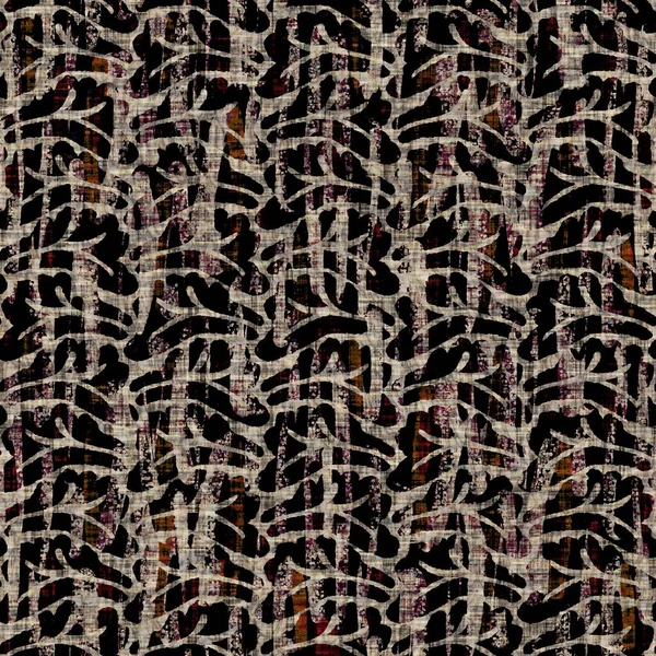 Naadloze bloemen sepia grunge print textuur achtergrond. Versleten gevlekte bloem bloei patroon textiel. Grunge ruwe vervaging linnen over de hele print — Stockfoto