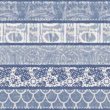 Pasaklı, şık Fransız, gri, mavi keten yama şeritli. Grunge eski yama tekstil efektlerini yıkadı. Kır tarzı ev dekorasyonu yumuşak mobilyalar, dekoratif yastık ya da kumaşın her tarafına yapıştırılmış.. 