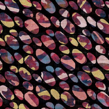 Kusursuz koyu lekeli blok parmak izi. Boho etnik yumuşak döşeme kumaşı tarzı. Boyayla boyanmış dekoratif desenli tekstil. Uzay boyalı bulanık benekli jpg kumaş örnekleri her yerde..