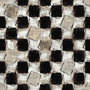 Kusursuz sepya grunge geometrik baskı doku arka planı. Sorunlu kumaş desenli tekstil malzemeleri. Grunge kaba coğrafi kumaş baskısı 