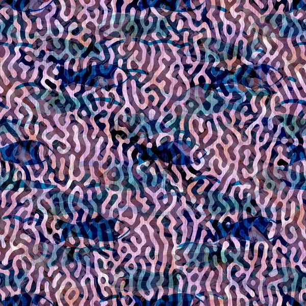 斑状空間染めブロッチグリッチパターンの背景。パープルブルーはタイ染料を繰り返しスウォッチを洗浄した。シームレスな分散boho夏の繊維素材。悲しみが消えました｜print — ストック写真