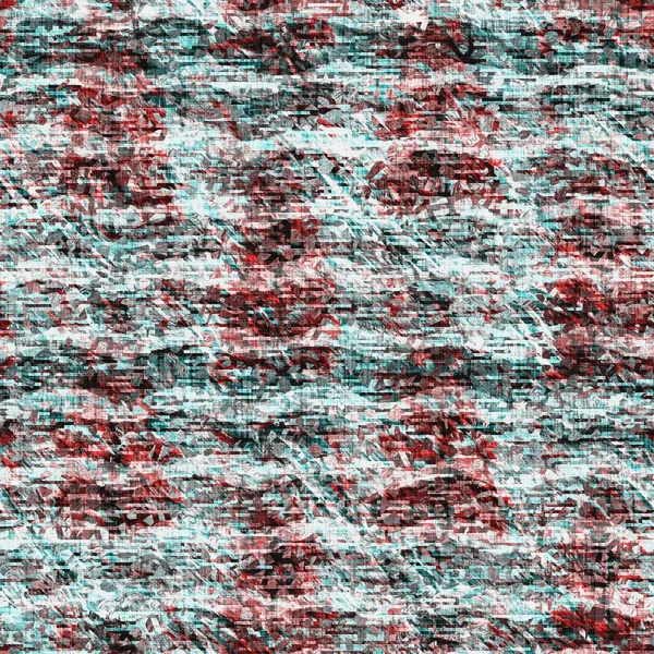 Mottled grunge blotch wavy stripe pattern background. Worn aqua blue red rustic nautical repeat swatch. Horizontal wave striped seamless tile material. Decorative faded distressed blur all over print — Stock Photo, Image