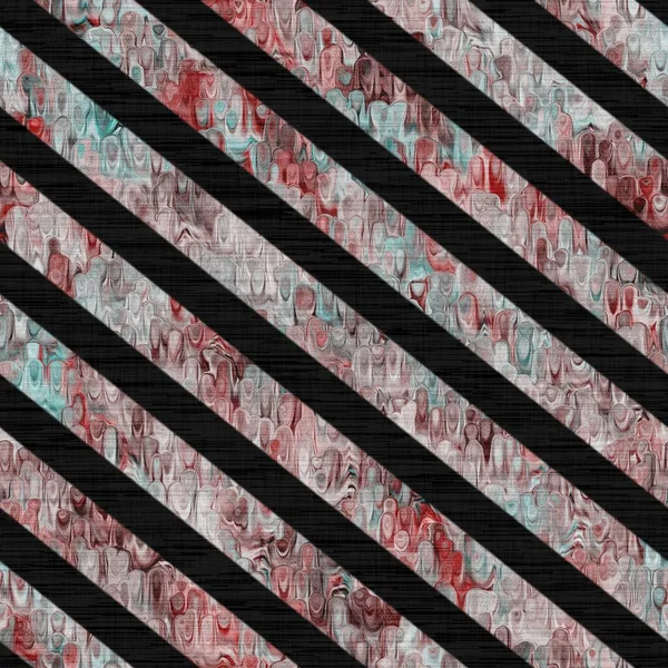 Marmorerad rustik fläck rand vävda mönster bakgrund. Värt blått rött grunge abstrakt motstånd. Diagonalt randigt sömlöst kakelmaterial. Dekorativ digital bleknad distressed oskärpa över hela trycket. — Stockfoto