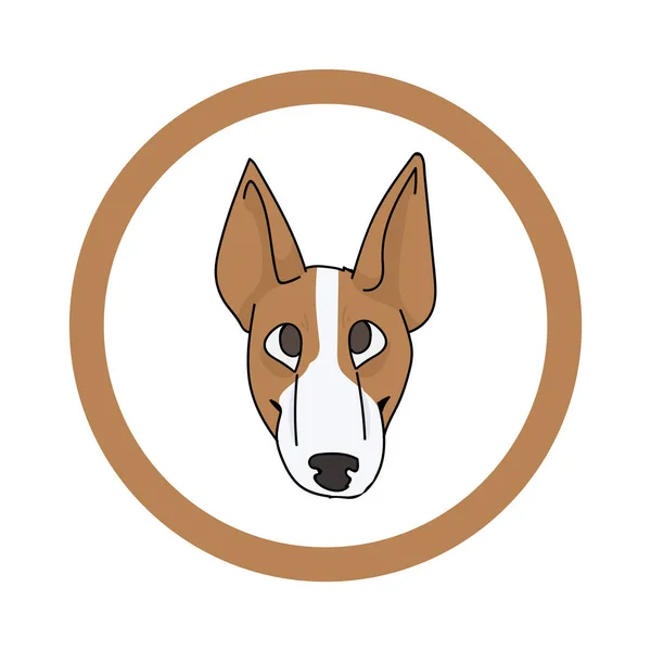 Cute kreskówki Bull Terrier twarz w kręgu szczeniak wektor clipart. Hodowla psów rasy rodowej dla klubu hodowlanego. Czysty trening psów domowych do salonu zoologicznego. Maskotka ilustracji. Odizolowane psy. — Wektor stockowy