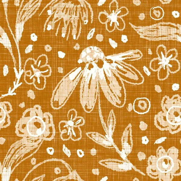 Aquarelle fond motif fleur orange. Peint à la main motif terreux fantaisiste sans couture. Textile moderne en lin floral pour un décor printanier été. Style scandi décoratif nature colorée partout imprimer — Photo