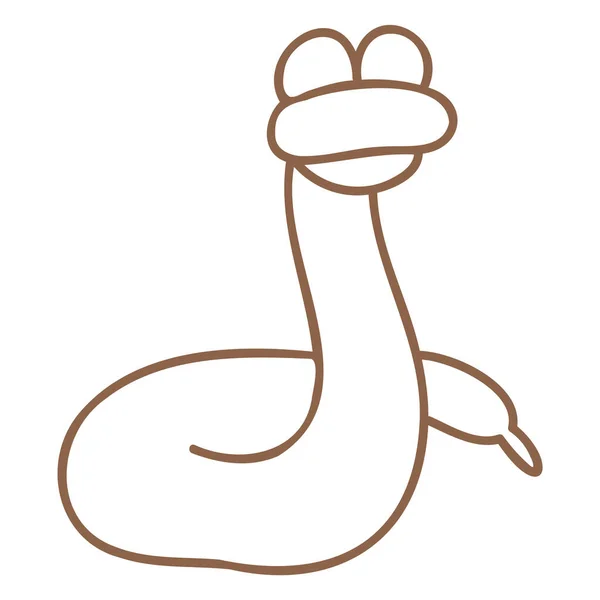 Mignon dessin animé unisexe serpent ballon animal vecteur linéaire illustration. Simple fête boho fête autocollant clipart. Genre neutre fun enfants naïf main dessinée gribouille. Scandi style anniversaire clip art. — Image vectorielle