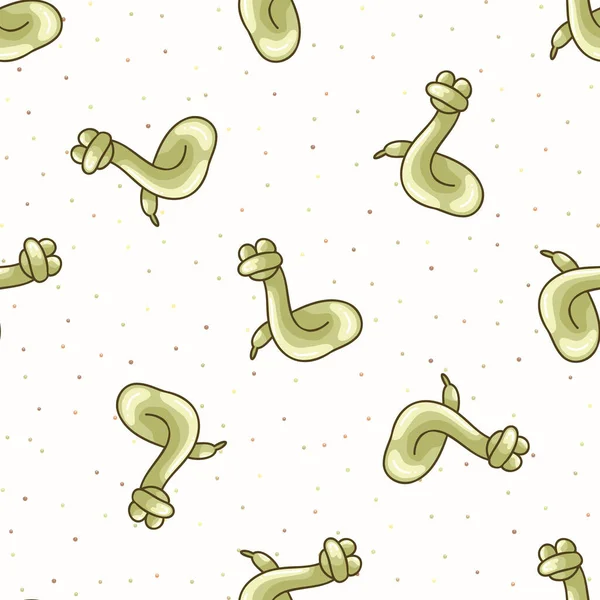 かわいい漫画のユニセックスヘビ風船動物の背景。手はシンプルなbohoお祝いパーティーの家の装飾を描きました。性別中性楽しいです子供ナイーブ誕生日全体｜print. — ストックベクタ