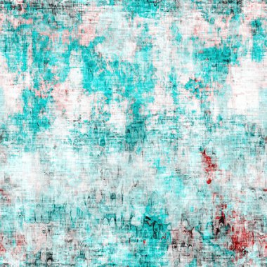 Lekeli grunge lekesi, duvar kabuğu desenli arka plan. Aqua mavisi gri kırsal tekrarlı kumaş. Kusursuz sıva, kaba, yaşlanmış fayans malzemesi. Dekoratif soluk sıkıntılı bulanıklık tüm parmak izi