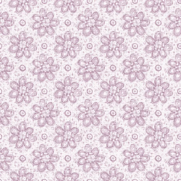 水彩紫色の花をモチーフにした背景。手描きの土のような気まぐれなシームレスなパターン。春の夏の家の装飾のための現代の花リネン織物。装飾的なスキャンディカラフルな自然｜print — ストック写真
